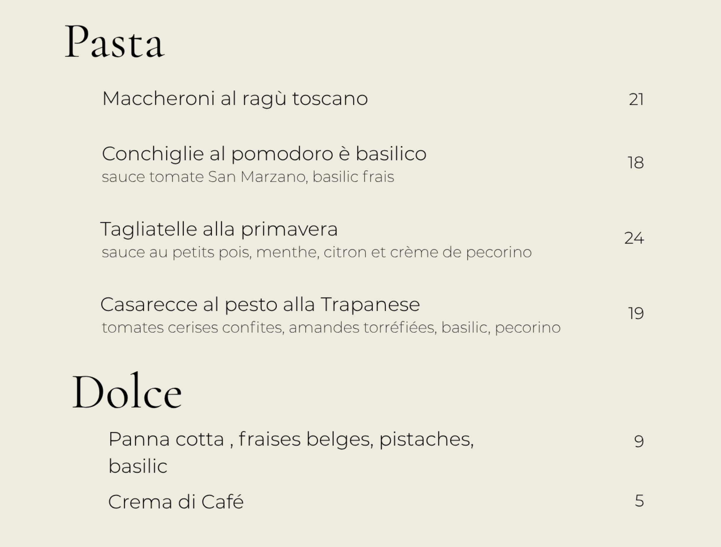Menu Albero